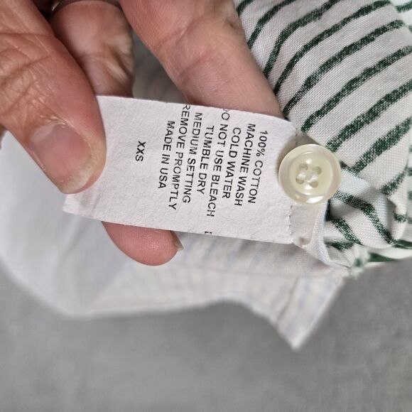 Seaplane Mens XXS White Green Striped Button Up Shirt Beach Surf Made In USA - Picture 4 of 6